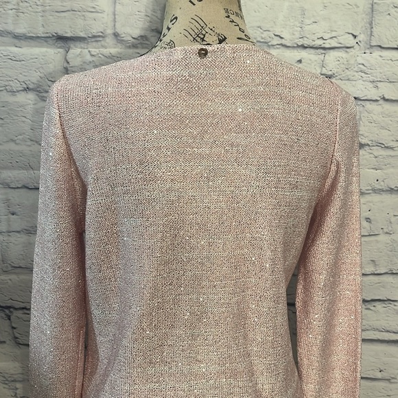 Sportsworks Studio Lightweight Sweater Top Pink Sequins Pockets Size Small USA - Picture 6 of 10
